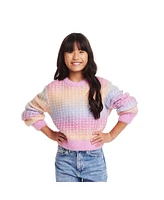 Andy & Evan Big Girls Cropped Multi Color Crewneck Sweater