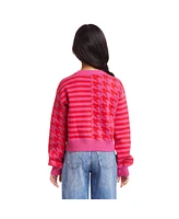 Andy & Evan Big Girls Pink Houndstooth Cardigan Sweater