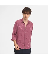 Campus Sutra Men's Rouge Pink Self-Design Floral Shirt