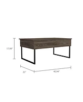 Viena Lift Top Coffee Table, Flexible Shelf, Two Legs