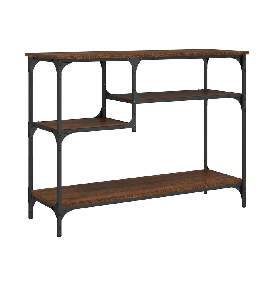 vidaXL Console Table with Shelves Brown Oak 39.4"x13.8"x29.5"