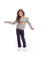 Andy & Evan Toddler Girls Toddler/Child Navy Crewneck Sweater w/Embossed Glitter Lettering Legging Set