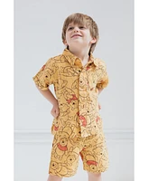 Disney Toddler Boys Winnie the Pooh Cotton Gauze Hawaiian Button Down Shirt and Shorts Outfit Set Newborn to (Newborn - 5T)