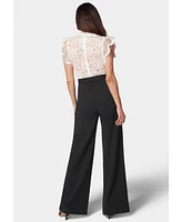 Bebe Women's Ruffle Lace Jumpsuit