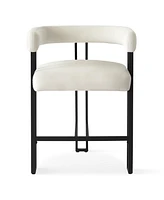 Maison Boucle Velvet Counter Stool,Boasting Curved Frame Armrest Stool with Three Legs(1PK)-Maison