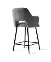 Maison Boucle 25.5" Armrest Counter Stools Set of 2,Upholstered Height Barstools with Back-Maison