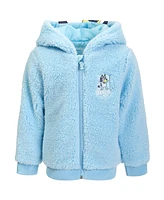 Bluey Boys Cozy Sherpa Zip Up Cosplay Hoodie to (2T - 10-12)