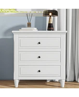 Slickblue 3-Drawer Wooden Nightstand Storage Cabinet for Bedroom Organization