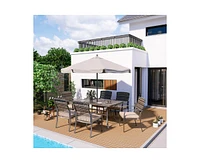 Pamapic Brown 5-Piece Pe Wicker Outdoor Dining Set with Green Cushions