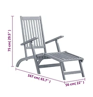 vidaXL Patio Deck Chair with Footrest Gray Wash Solid Acacia Wood