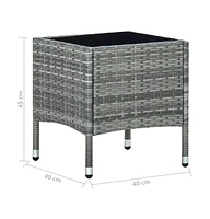vidaXL Patio Table Gray 15.7"x15.7"x17.7" Poly Rattan