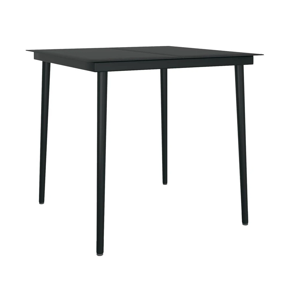 vidaXL Patio Dining Table Black 31.5"x31.5"x29.1" Steel and Glass