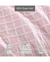 City Scene Woven Grid Microfiber Pink 2 Piece Quilt Set-Twin