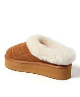 Dearfoams Fireside by Women's Bendigo Genuine Shearling Quilted Platform Clog Slipper