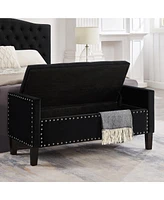 Slickblue Upholstered Tufted Button Storage Bench with Nailhead Trim