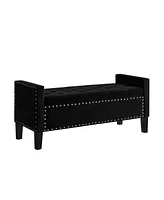 Slickblue Upholstered Tufted Button Storage Bench with Nailhead Trim