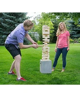 Yard Games Large Tumbling Timbers 24" Wood Block Stacking Game w/ Case, Natural