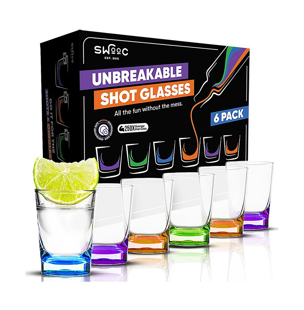 Swooc Unbreakable Shot Glasses (1.5oz) - 250x Stronger Than Glass, 25x Stronger Than Acrylic