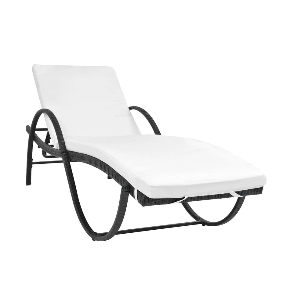 vidaXL Sun Lounger with Cushion & Table Poly Rattan
