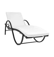 vidaXL Sun Lounger with Cushion & Table Poly Rattan