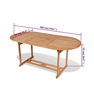 vidaXL Patio Table 70.8"x35.4"x29.5" Solid Teak Wood