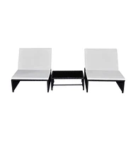 vidaXL Reclining Patio Chairs 2 pcs with Table Poly Rattan