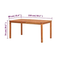 vidaXL Patio Table 59"x35.4"x29.1" Solid Acacia Wood