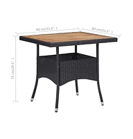 vidaXL Patio Dining Table Poly Rattan and Solid Acacia Wood