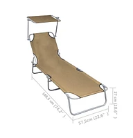 vidaXL Folding Sun Lounger with Canopy Taupe Aluminum