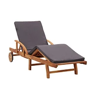 vidaXL Sun Lounger with Cushion Solid Acacia Wood