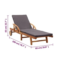 vidaXL Sun Lounger with Cushion Solid Acacia Wood