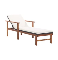 vidaXL Sun Lounger with Cushion Poly Rattan and Solid Acacia Wood Black