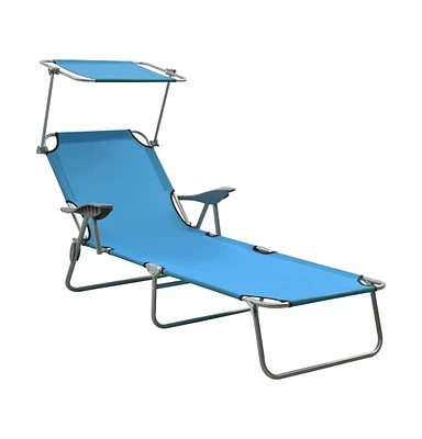 vidaXL Sun Lounger with Canopy Steel