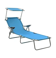 vidaXL Sun Lounger with Canopy Steel