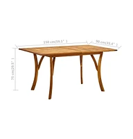 vidaXL Patio Table 59.1"x35.4"x29.5" Solid Acacia Wood