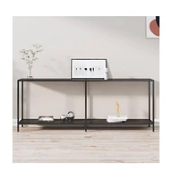 vidaXL Console Table Black 78.7"x13.8"x29.7" Tempered Glass