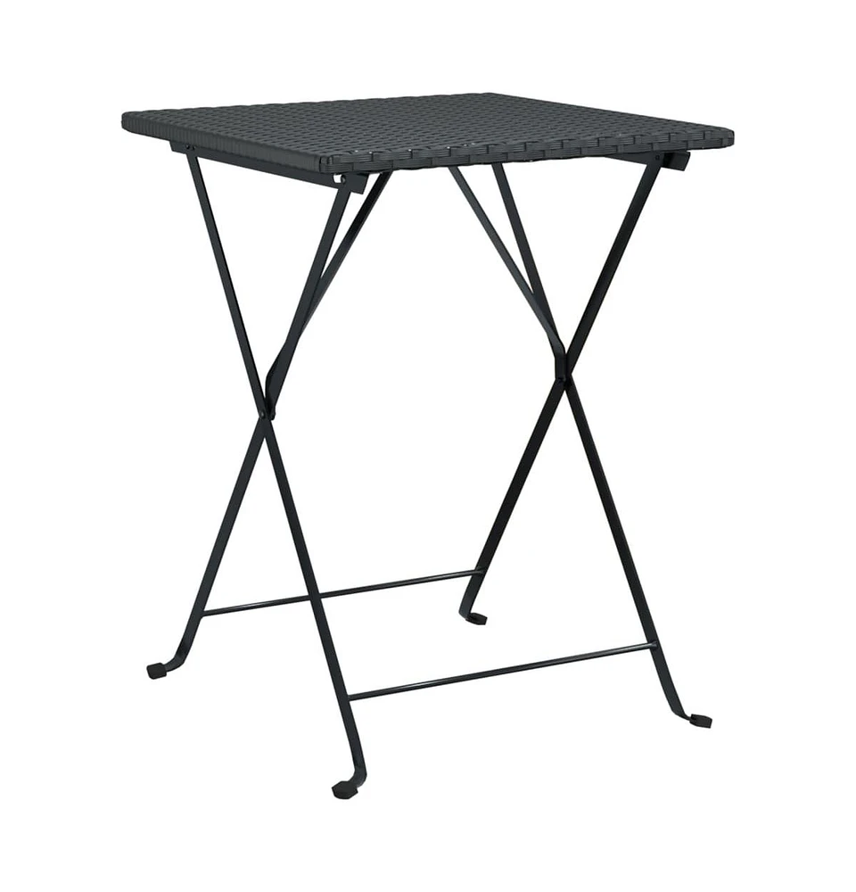 vidaXL Folding Bistro Table 21.7"x21.3"x28" Poly Rattan