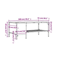 vidaXL Coffee Table with Rack Black 39.4"x20.1"x15.7" Engineered Wood