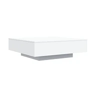 vidaXL Coffee Table with Led Lights White 39.4"x39.4"x12.2"