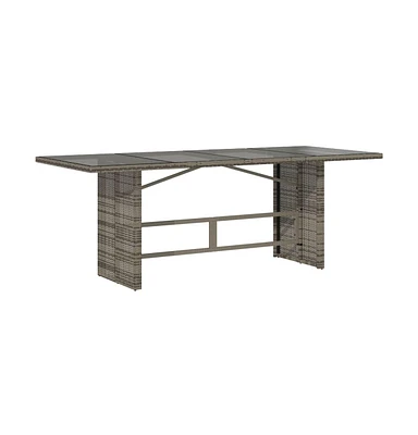 vidaXL Patio Table with Glass Top Gray 74.8"x31.5"x29.1" Poly Rattan