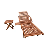 vidaXL Sun Lounger with Table Solid Acacia Wood