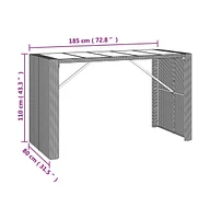 vidaXL Bar Table with Glass Top Gray 72.8"x31.5"x43.3" Poly Rattan