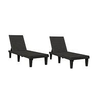 vidaXL Sun Loungers 2 pcs Black 61"x22.8"x32.7" Polypropylene