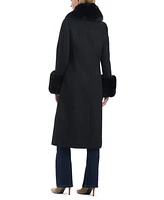 Vince Camuto Women's Single-Breasted Fit and Flared Drap Wool Coat