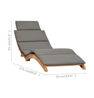 vidaXL Folding Sun Lounger with Dark Gray Cushion Solid Teak Wood