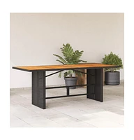 vidaXL Patio Table with Acacia Wood Top 74.8"x31.5"x29.1" Poly Rattan