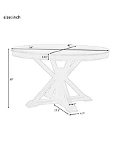 Slickblue Retro Extendable Dining Table with 12-Inch Leaf for Functional and Living Room Spaces