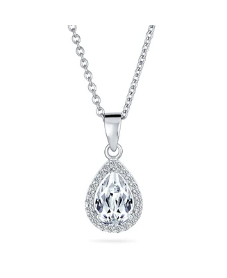 Bling Jewelry Cubic Zirconia Classic Large Cz Teardrop Solitaire Pendant Necklace .925 Sterling Silver