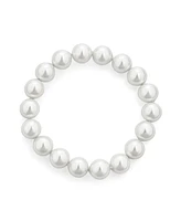 Bling Jewelry White Strand Necklace For Women Rhodium Plated Crystal Clasp Pearl 10MM 16 Inch