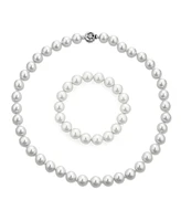 Bling Jewelry White Strand Necklace For Women Rhodium Plated Crystal Clasp Pearl 10MM 16 Inch